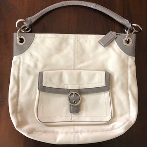 Coach White and Gray Leather Hobo